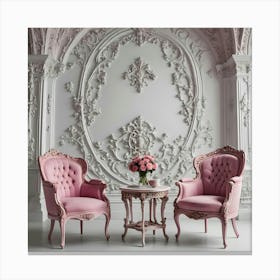 Rococò Pink Chairs In A Room Canvas Print