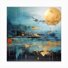 Moon In Blue And Gold 1 Canvas Print