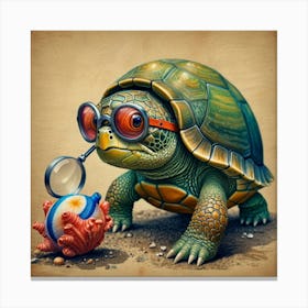 Turtle With Glasses Canvas Print