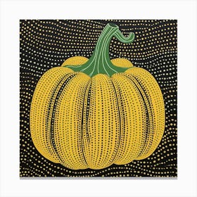 Yayoi Kusama Inspired Pumpkin Black And Yellow 8 Canvas Print