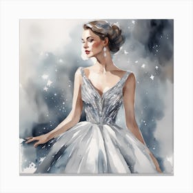 Watercolor Illustration Of A Woman In A Dress 1 Canvas Print