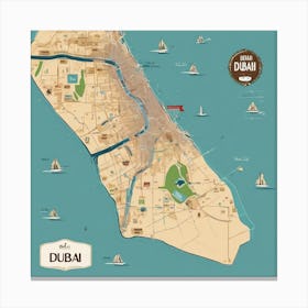 Dubai City Map Canvas Print