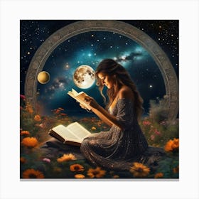 Girl Reading A Book Canvas Print