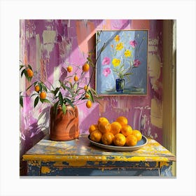 Oranges In A Vase Canvas Print