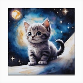 Kitten On The Moon 2 Canvas Print