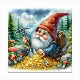 Gnome and His Gold Canvas Print