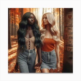 Two Women In The Woods Canvas Print