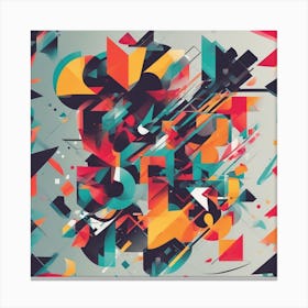 Create An Abstract T Shirt Design With Overlapping Geometric Shapes In Bold Colors Canvas Print