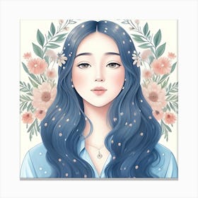 Asian Girl With Blue Hair Canvas Print