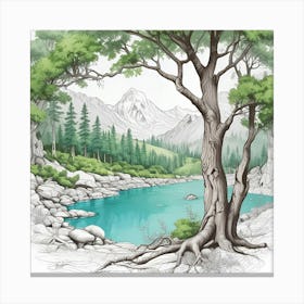 Tree By A Lake Canvas Print