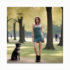 90 Very Beautiful Random Expression 25 Years Old European Woman In Random Solid Color Short Dress With Canvas Print