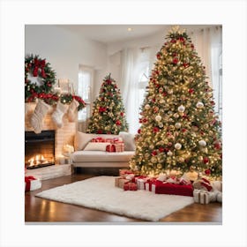 Christmas Tree In Living Room 1 Canvas Print