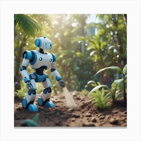 Robot In The Jungle Canvas Print