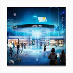 An Illustrious E Commerce Scene In A Digital Painting Showing An Imaginary Retail Store Nestled In (1) Canvas Print