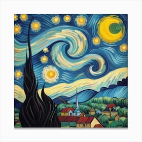 The Starry Night, Vincent Van Gogh Art Print 1 Canvas Print