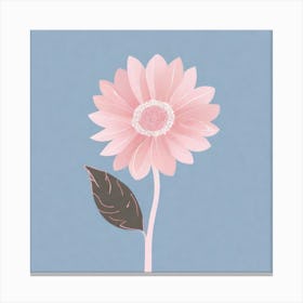 A White And Pink Flower In Minimalist Style Square Composition 136 Canvas Print