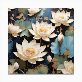 Pattern with White Lotus flowers Canvas Print