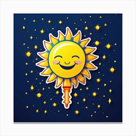 Lovely smiling sun on a blue gradient background 92 Canvas Print