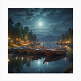 Moonlight On The Lake 3 Canvas Print