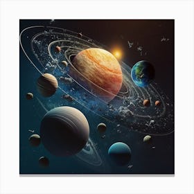 Solar System In Space Canvas Print