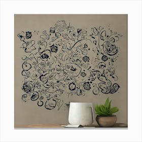 Floral Wall Sticker Canvas Print