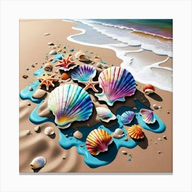 Sea Shells In Sand Canvas Print