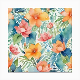 Watercolor Floral Pattern 4 Canvas Print