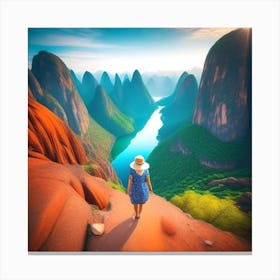 Woman Walking In The Mountains 1 Canvas Print