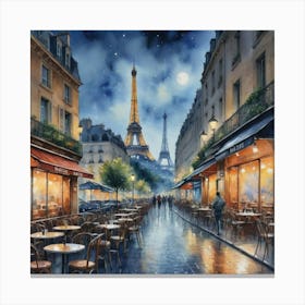 Parisian Poetry Paris At Night Canvas Print