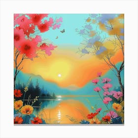 Sunset By The Lake Canvas Print