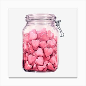 Pink Hearts In A Jar 2 Canvas Print