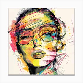 Portrait Of A Woman With Glasses 2 Canvas Print