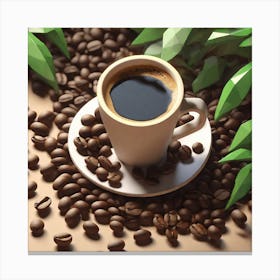 Coffee Cup With Coffee Beans 7 Canvas Print