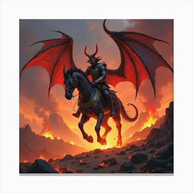 Demon Rider Summoning Lava Beasts, Colorful Volcanoes 1 Canvas Print