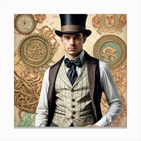 Steampunk Men's Poker Night Fashion Cubism Style Canvas Print