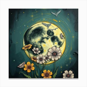 moonlight and flowers Canvas Print