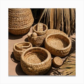 Rattan Baskets Canvas Print