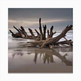 Driftwood On The Beach Canvas Print