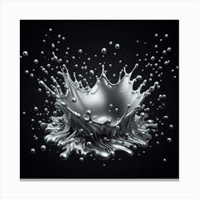 Water Splash On Black Background Canvas Print