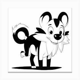 Black And White Cartoon Dog Canvas Print