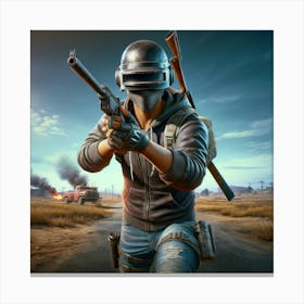 Pubg Player Holding A Gun Canvas Print