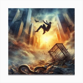 Man Jumping Out Of A Cage Canvas Print