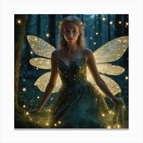 Teal firefly fairy Canvas Print