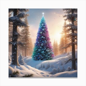 Christmas Tree In The Snow 21 Canvas Print
