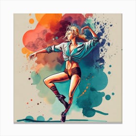 Dancer With Colorful Splashes 3 Canvas Print