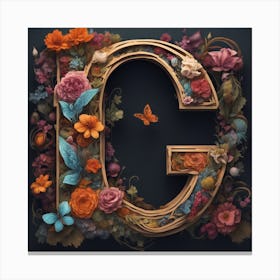 The Lettter D Made From An Intricately Painted Wooden Frame With Colorful Wood And Flowers, In Th (1) Canvas Print
