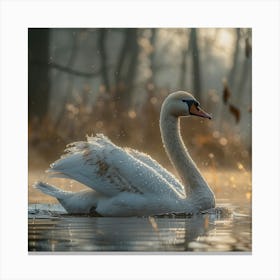 Swan In The Forest Canvas Print