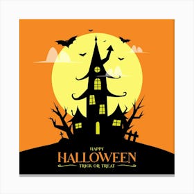 Halloween House With Bats Canvas Print