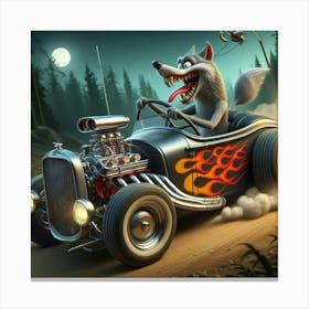 Wolf In A Car 4 Canvas Print