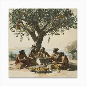 Meal Under An Olive Tree Canvas Print